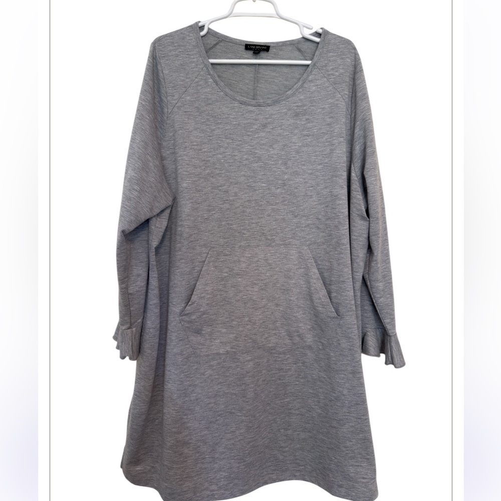 Lane Bryant  grey jersey knit dress Woman’s  size 22/24
ruffle cuff sleeves